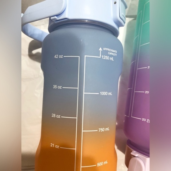 Green purple ombre motivational words time to drink reusable sports water bottle - Picture 6 of 11